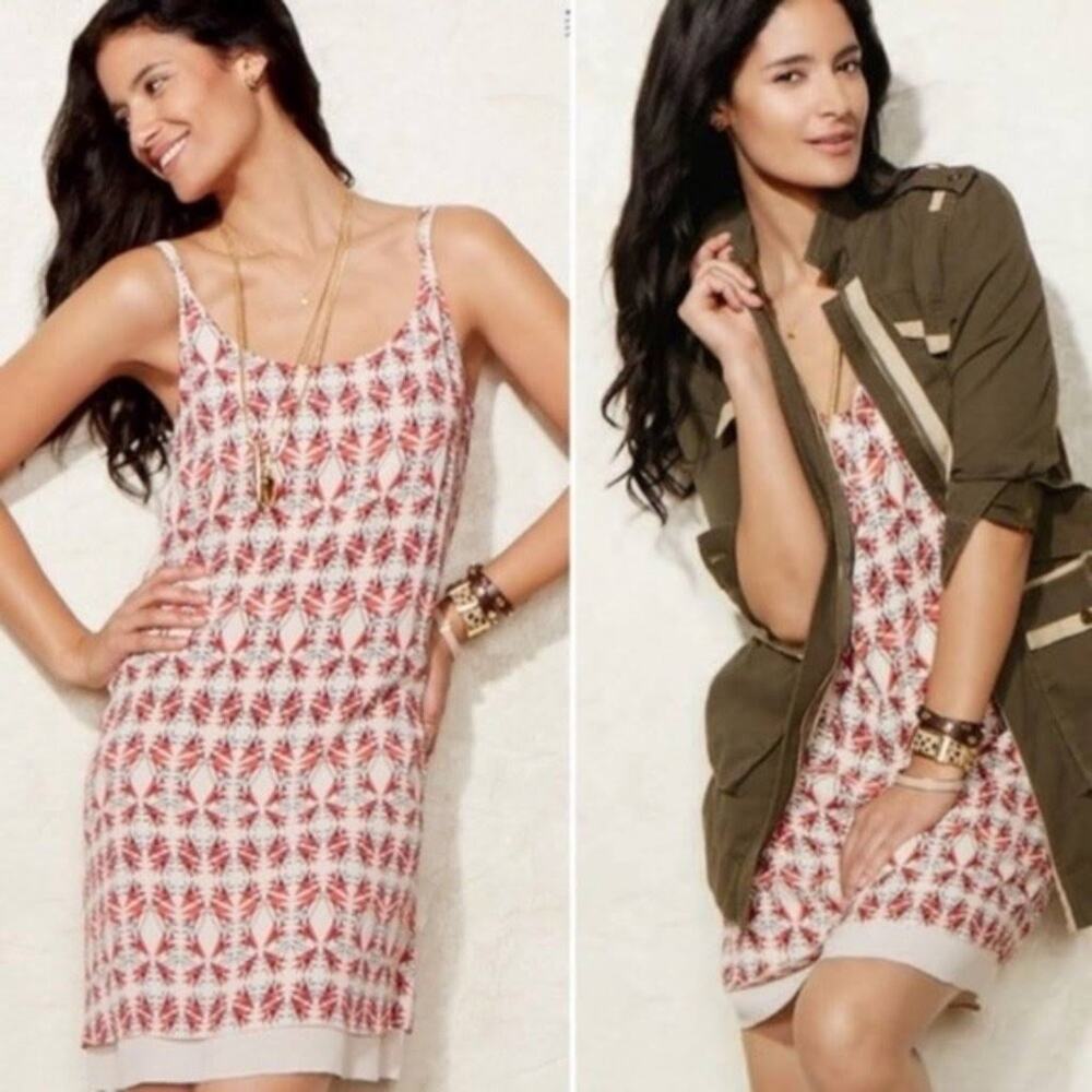 Cabi #870 Batik slip dress red cream print WOMEN’S SIZE XS spaghetti strap
